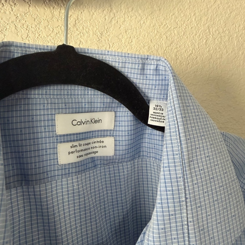 Calvin Klein Men's Light Blue Grid Shirt - Picture 3 of 3